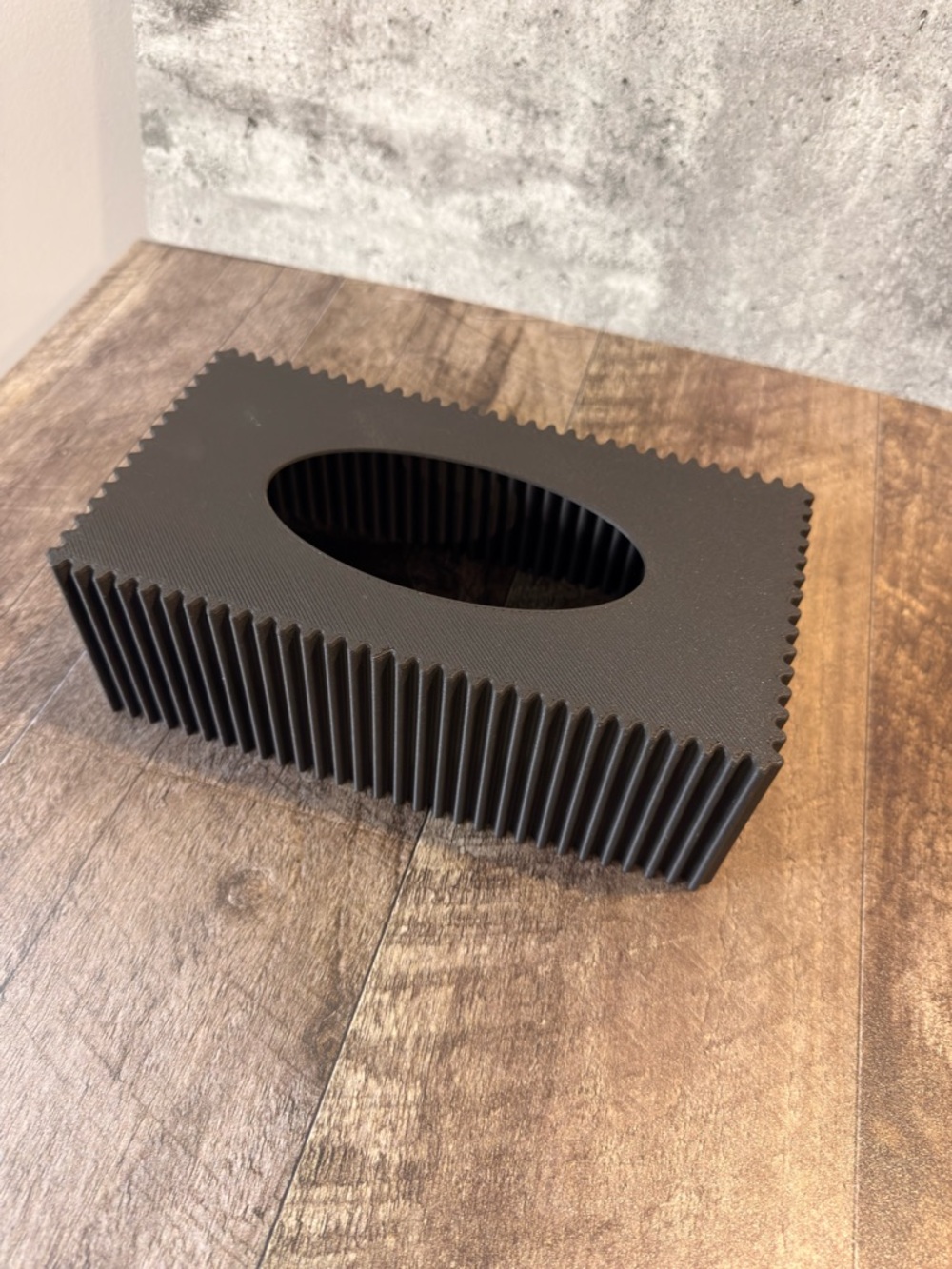 Black Ribbed Rectangular Tissue Box Cover - Picture 2 of 6
